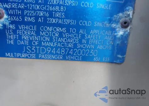 2007 Suzuki Grand Vitara Xsport from USA, damaged, VIN JS3TD944874200230